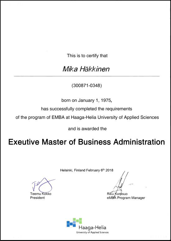 芬兰哈格哈里亚应用科学大学HH 高级工商管理硕士EMBA