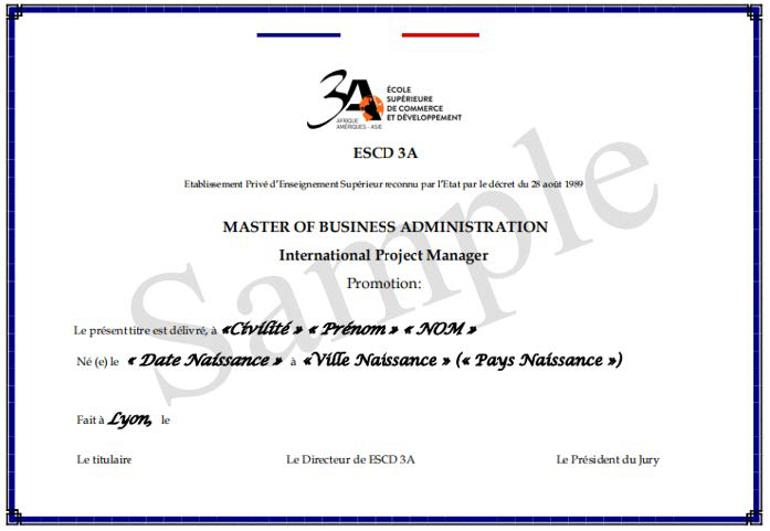 法国3A高等商业发展学院 国际工商管理硕士MBA